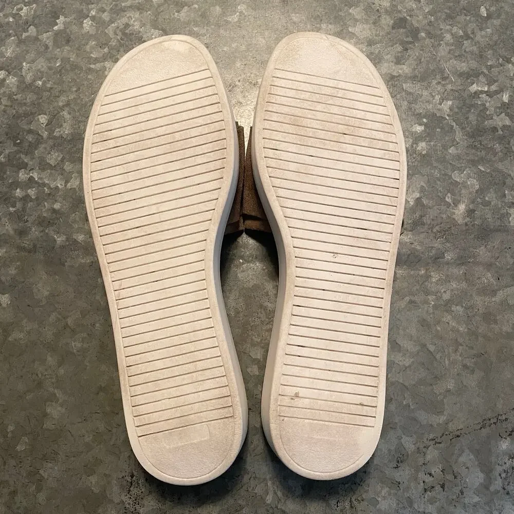 Seychells Coast Knotted Suede Slide Sandals 11 Taupe Brown Platform Italy - Picture 10 of 12